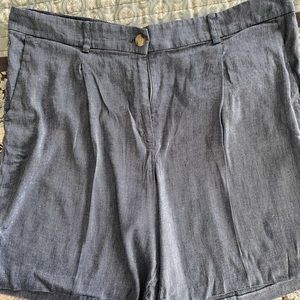 Loft Breezy Blue Chambray Bermuda Shorts